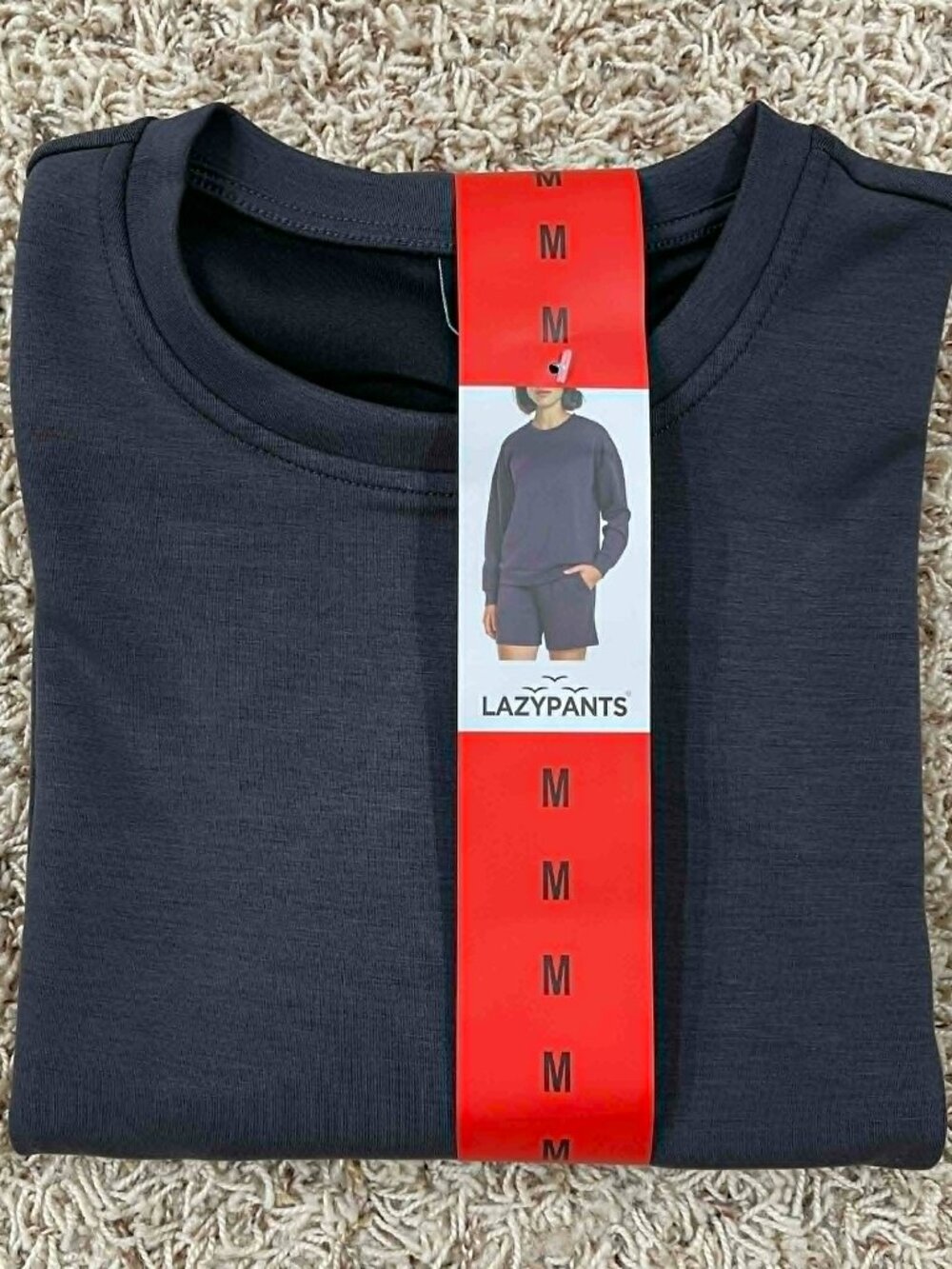 LazyPants Women's Luxe Crewneck Sweatshirt Charcoal, Size Medium (New)